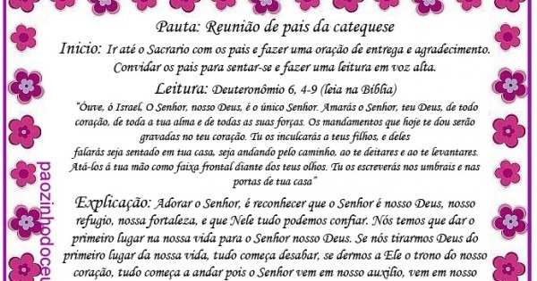 Pãozinho Do Céu Pauta Reunião De Pais Da Catequese Pãozinho Do Céu Pauta Reunião De Pais Da Catequese
