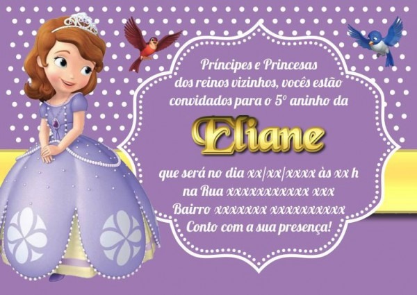 Princesinha Sofia 9 Convites 6,5x9,5cm Frete Barato Princesinha Sofia 9 Convites 6,5x9,5cm Frete Barato