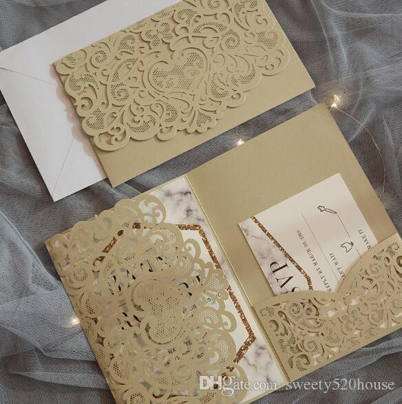 Compre Tri Fold Oco Corte A Laser De Bolso De Casamento Convidar Compre Tri Fold Oco Corte A Laser De Bolso De Casamento Convidar