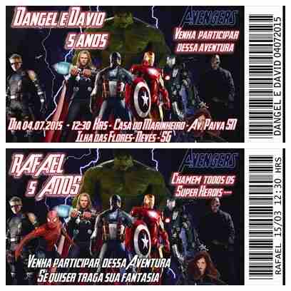 Convite Infantil Vingadores Herois Convite Infantil Vingadores Herois