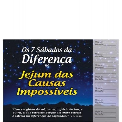 Cartela 7 Sábados Da Diferença Cartela 7 Sábados Da Diferença