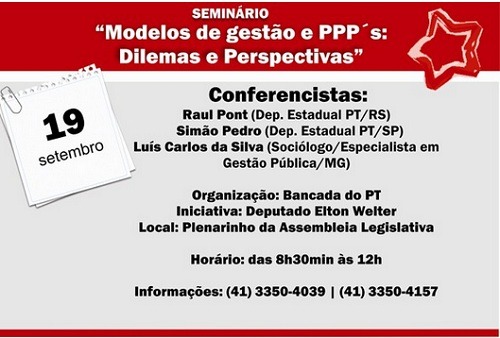Seminário Modelos De Gestão E Ppps Dilemas E Perspectivas â 19 09 Seminário Modelos De Gestão E Ppps Dilemas E Perspectivas â 19 09