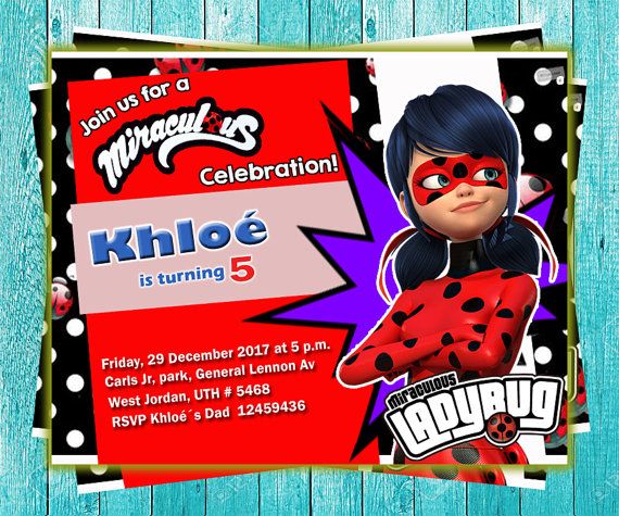 Birthday Invitation Ladybug Miraculous Psd Layered Birthday Invitation Ladybug Miraculous Psd Layered