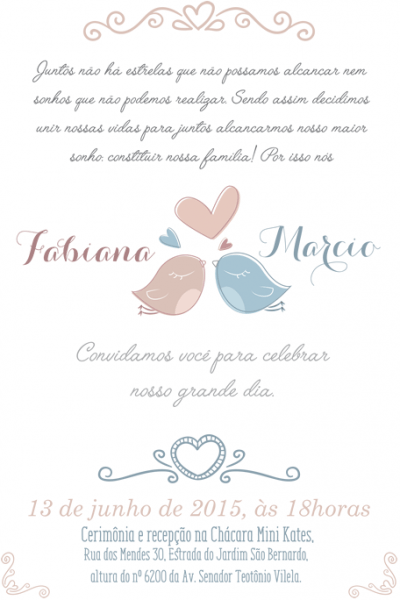 Convite Casal Passarinhos Convite Casal Passarinhos