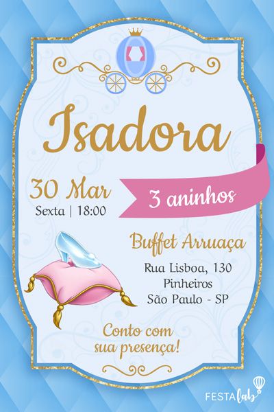 Faça Seu Convite Cinderela! Com A Festalab é Fácil Editar Seu Faça Seu Convite Cinderela! Com A Festalab é Fácil Editar Seu