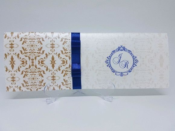 Convite Casamento Dourado E Azul Convite Casamento Dourado E Azul
