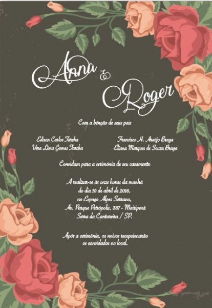 Convite De Casamento Floral, Arte Para Editar, Baixe No Site Sua