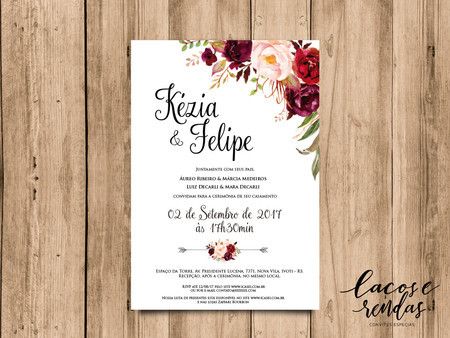 Arte Para Convite De Casamento Floral Marsala 02 Arte Para Convite De Casamento Floral Marsala 02