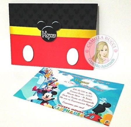 Convite Simples C Envelope Mickey Convite Simples C Envelope Mickey