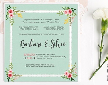 A12 Convite De Casamento Floral Verde Ãgua A12 Convite De Casamento Floral Verde Ãgua