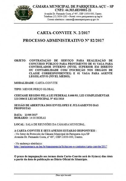Licitação Carta Licitação Carta
