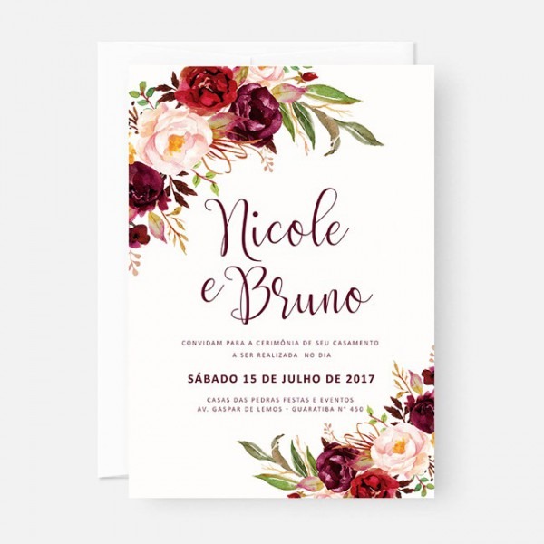 50 Convite Casamento Civil Noivado 10x15 S Envelope Marsala 50 Convite Casamento Civil Noivado 10x15 S Envelope Marsala
