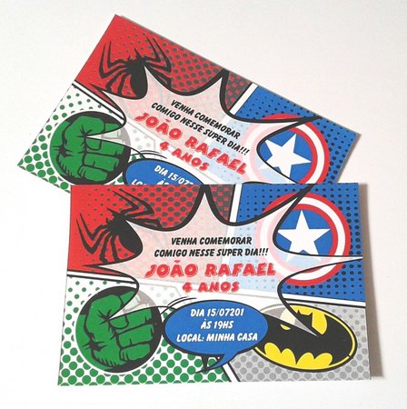 Convite Super Heróis Convite Super Heróis