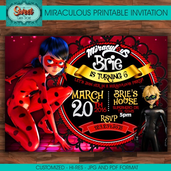 Miraculous Personalized Digital Invitation By Sweetcardsstore Miraculous Personalized Digital Invitation By Sweetcardsstore