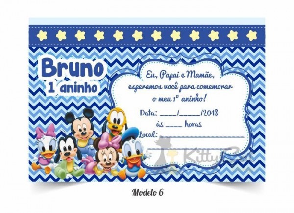 80 Convites Simples Disney Baby Mickey Minnie 80 Convites Simples Disney Baby Mickey Minnie