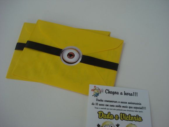 Convites Minions Convite Impresso Em Papel Fotográfico Envelope Convites Minions Convite Impresso Em Papel Fotográfico Envelope