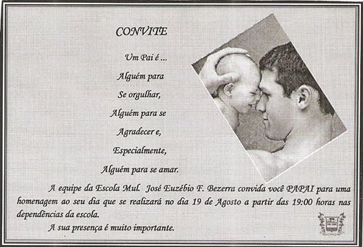 Convite Comemoração Ao Dia Dos Pais Da Escola José Euzébio « São Convite Comemoração Ao Dia Dos Pais Da Escola José Euzébio « São