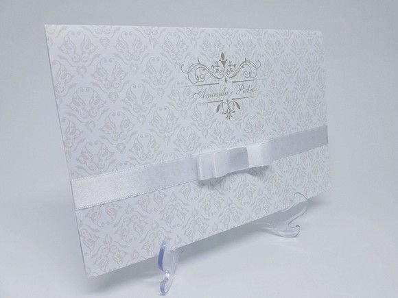 Convite Casamento Clássico Branco Suave Convite Casamento Clássico Branco Suave