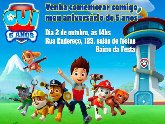 Arte Digital Convite Aniversário Patrulha Canina No Elo7 Arte Digital Convite Aniversário Patrulha Canina No Elo7