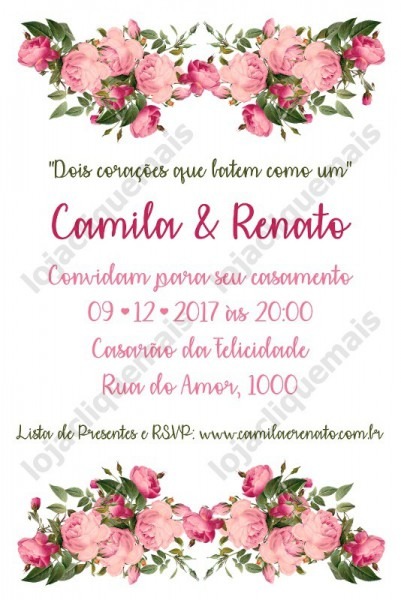 Arte Convite Digital Casamento Floral Arte Convite Digital Casamento Floral