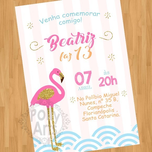 Arte Convite Digital Virtual Flamingo Gliter Arte Convite Digital Virtual Flamingo Gliter