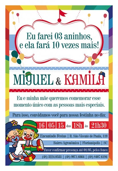 Convite De Aniversário Mãe E Filho Convite De Aniversário Mãe E Filho