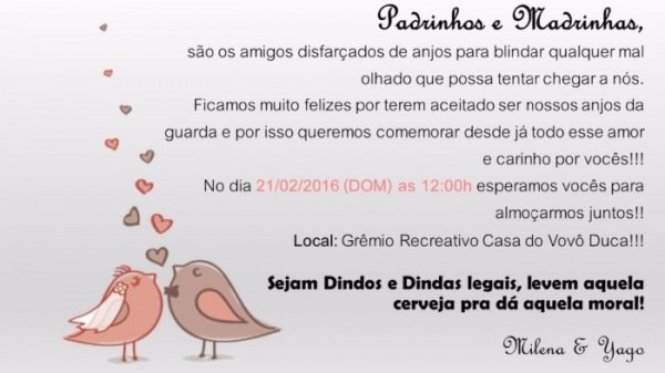Almoço Com Os Padrinhos E Madrinhas! Almoço Com Os Padrinhos E Madrinhas!