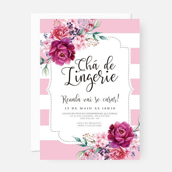 Arte Para Convite ChÃ¡ De Lingerie Rosa â Renata â Studio Pomme