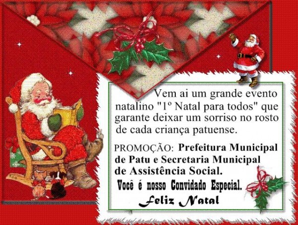 Patu Cidade TurÃstica Convite Para O 1º Natal Para Todos Patu Cidade TurÃstica Convite Para O 1º Natal Para Todos