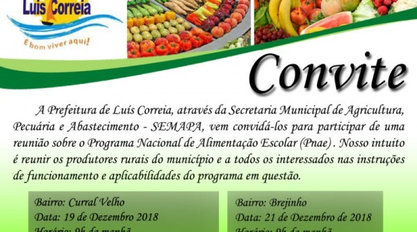 Convite â ReuniÃ£o Sobre O Programa Nacional De AlimentaÃ§Ã£o Escolar