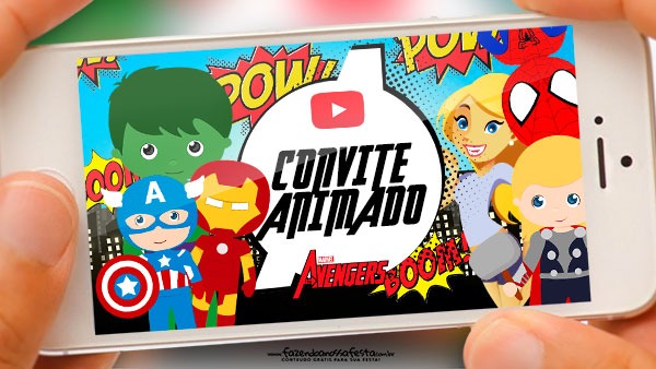 Convite Animado Vingadores Cute Grátis Pronto Para Baixar Convite Animado Vingadores Cute Grátis Pronto Para Baixar
