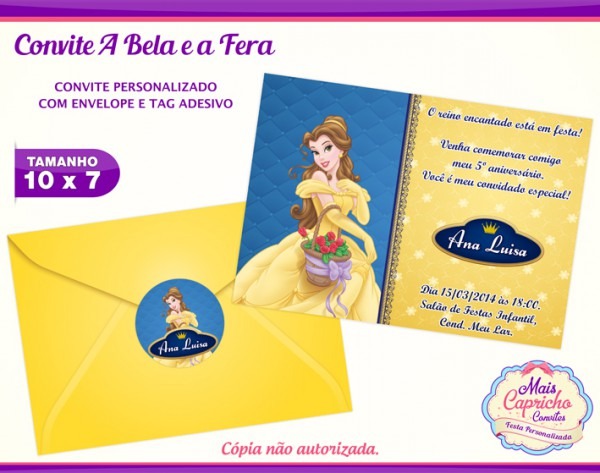 Convite Aniversário A Bela E A Fera No Elo7 Convite Aniversário A Bela E A Fera No Elo7