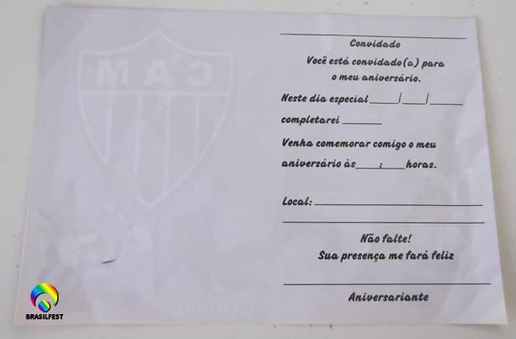 Convite Aniversario Atletico Mineiro (10 Convites) Convite Aniversario Atletico Mineiro (10 Convites)