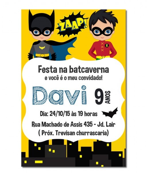 Arte Digital Convite Aniversário Batman No Elo7 Arte Digital Convite Aniversário Batman No Elo7