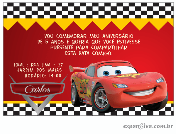 Convites Infantis Para Carros M6944 Convites Infantis Para Carros M6944