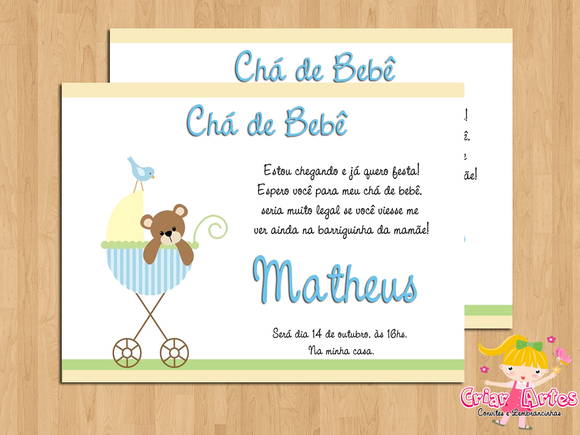 Convite Chá De Bebê Ursinho Carrinho No Elo7 Convite Chá De Bebê Ursinho Carrinho No Elo7