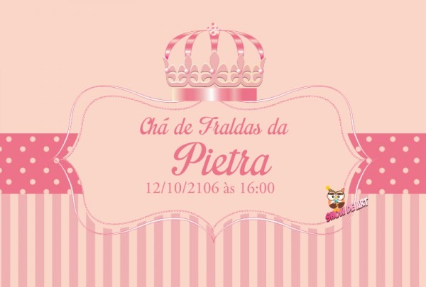 Convite ChÃ¡ De Fralda Coroa Rosa No Elo7