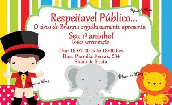 Convite Circo No Elo7 Convite Circo No Elo7