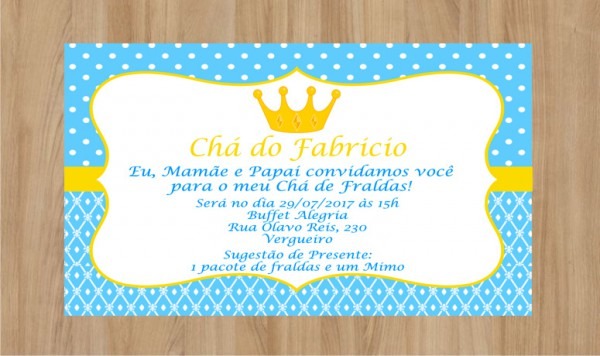 Convite Coroa Chá De Fralda 10x7cm No Elo7 Convite Coroa Chá De Fralda 10x7cm No Elo7