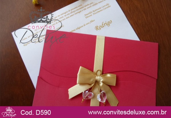 Convite De Casamento Moderno E Criativo Vermelho E Dourado Convite De Casamento Moderno E Criativo Vermelho E Dourado