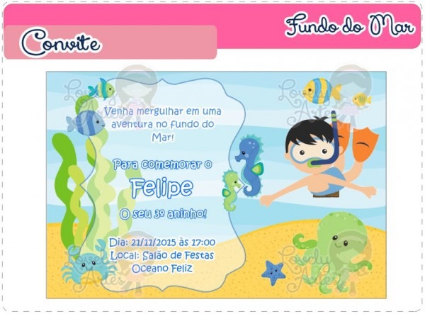 Convite Digital Fundo Do Mar No Elo7 Convite Digital Fundo Do Mar No Elo7