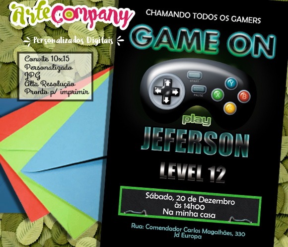 Convite Festa Aniversário VÃdeo Game No Elo7 Convite Festa Aniversário VÃdeo Game No Elo7