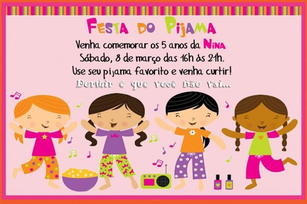27 Convites Para Festa Do Pijama â Modelos De Convite
