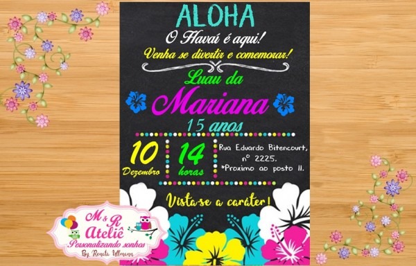 Convite Festa Havaiana 2 No Elo7