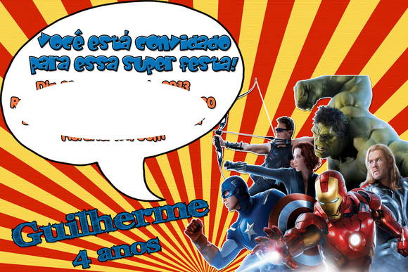 Convite Heróis Marvel No Elo7 Convite Heróis Marvel No Elo7