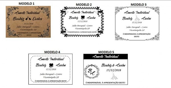 Convite Individual Casamento 100 Unidades Convite Individual Casamento 100 Unidades