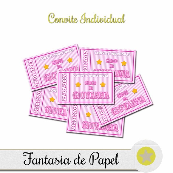 Convite Individual Circo Rosa No Elo7 Convite Individual Circo Rosa No Elo7