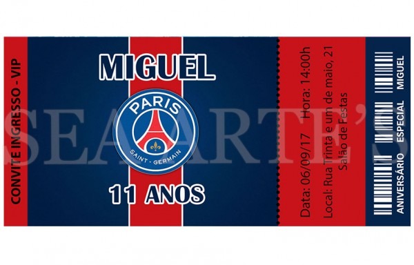 Convite Ingresso Futebol Paris Saint Germain No Elo7 Convite Ingresso Futebol Paris Saint Germain No Elo7