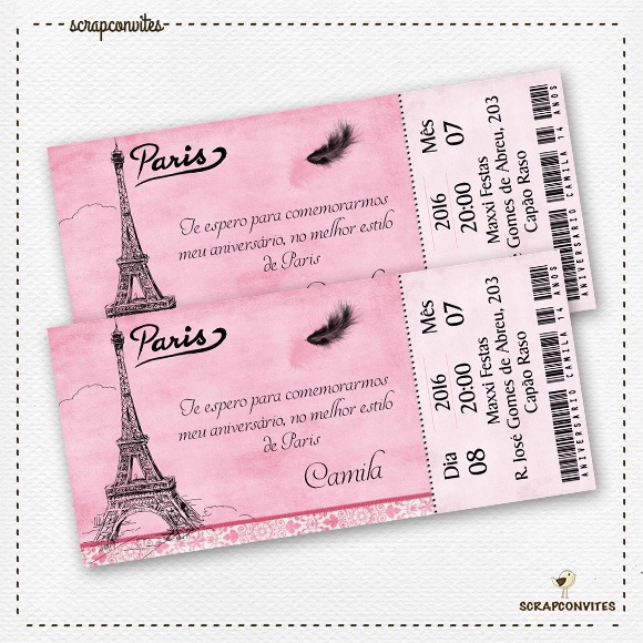Convite Tema Paris No Elo7 Convite Tema Paris No Elo7