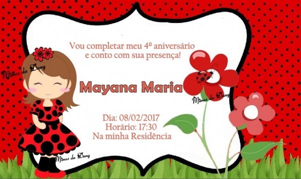 Convite Joaninha No Elo7 Convite Joaninha No Elo7